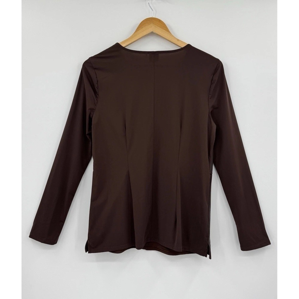 Ecru Top Genuine Leather Long Sleeve Chocolate Brown Long Sleeves Size S/M - Picture 4 of 11